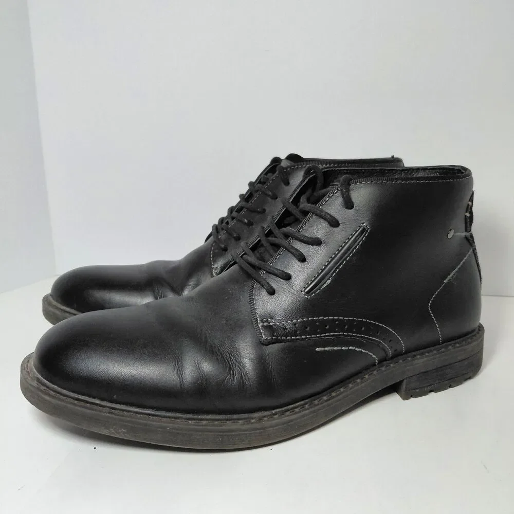 Arkbird Casual Sneaker Shoes Laceup Leather Chukka Boots Black Men's Size 9